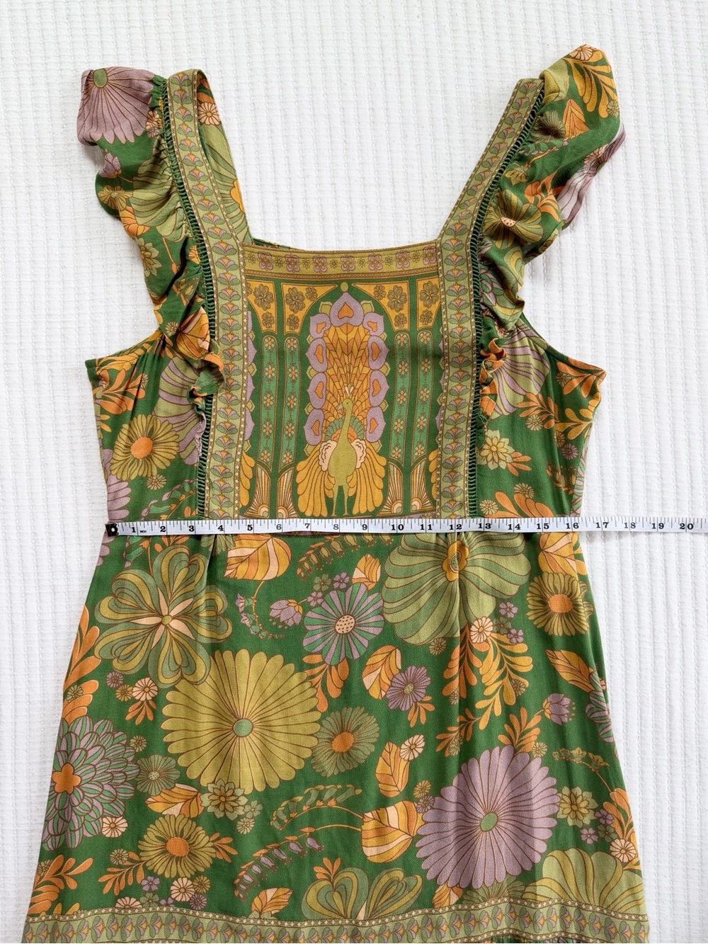 Nine Lives Bazaar Nirvana Collection Peacock & Floral Print Midi Dress - Picture 8 of 10